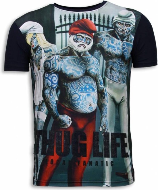 Local Fanatic Thug Life - T-shirt en strass numérique - T-shirt pour homme bleu marine