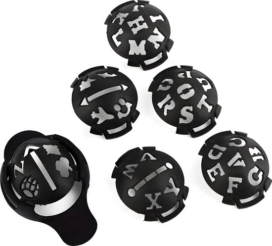 Stripe Balmarker 6 in 1 - Letters & Figuren - Golfmarker, Golfbal Marker & Markeringsset - Line Marker - Golf Accessoires & Trainingsmateriaal - Zwart van Stripe Balmarker — afbeelding 3