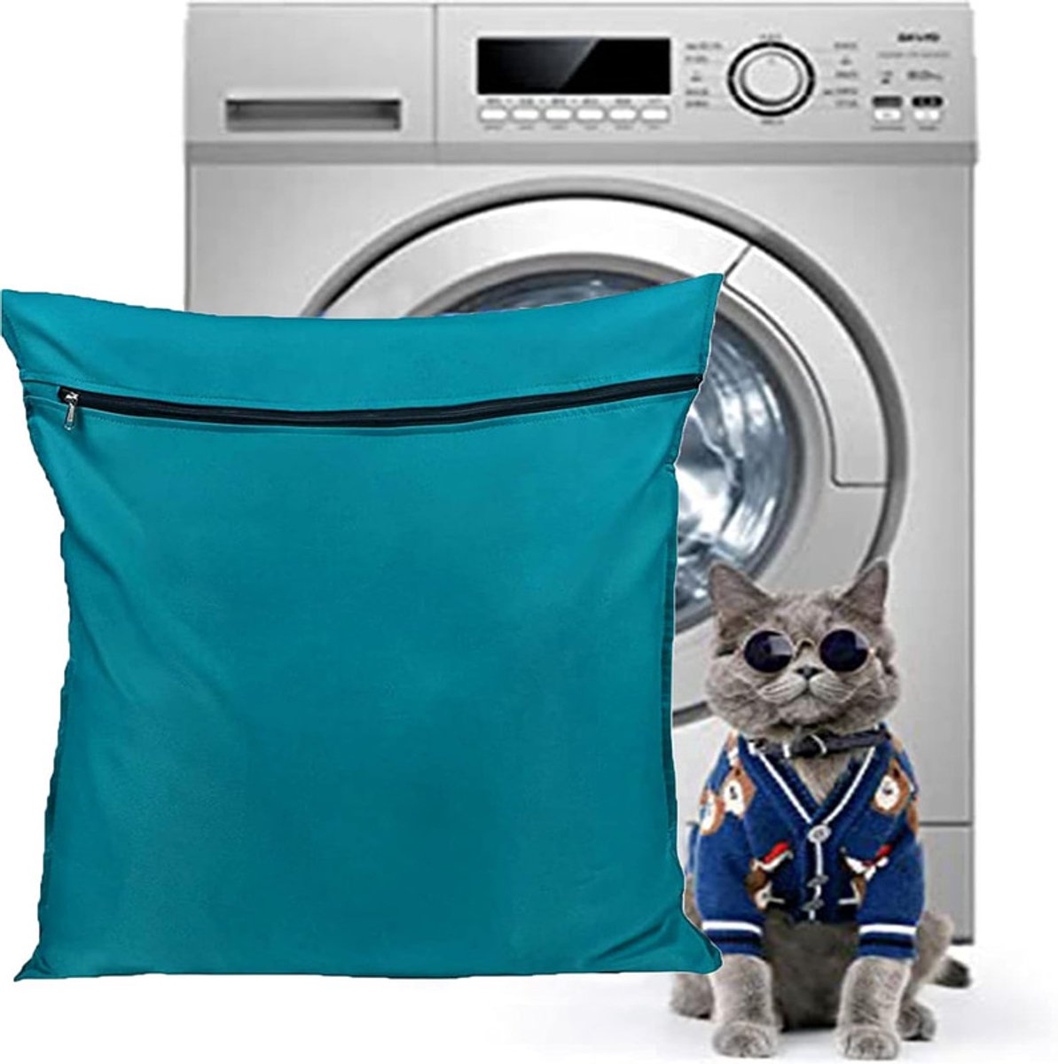 Goedkoopste Waszak voor huisdieren - 65x70cm twill polyester waszak - Grote waszak met rits - Verwijdert honden- en kattenhaar - Voorkomt dat de waszak verstopt raakt met dierenhaar - Waszak voor huisdierendekens - Geschikt voor honden, katten, paarden, konijnen