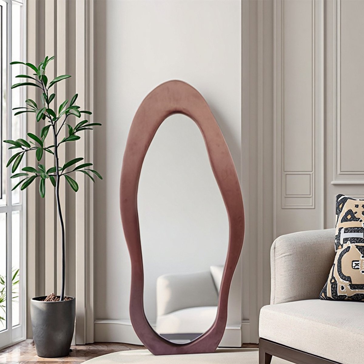 TUNCAFI Grote Shaped Staande Spiegel 180x80 cm – Luxe Spiegel – Velvet Spiegel – Suède Spi