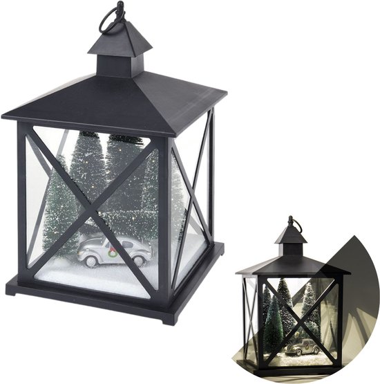 Cheqo® Kerstlantaarn met Kerstdorp - Kerstdecoratie - Lantaarn - Kerstverlichting - 38cm - Met Licht