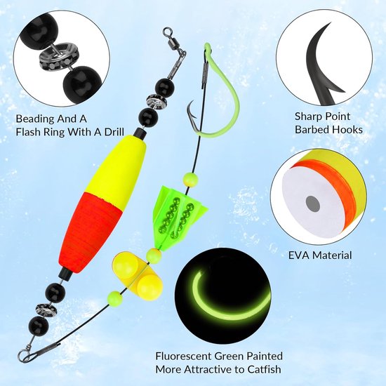 Pyuyan Wels Angel Set - 4 Vorfächer Mit Rasselposen 7,6cm Für Catfish