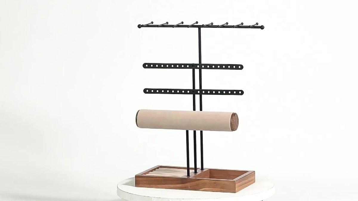 Galeara Design Sieradenboom Wit - Sieradenhouder Met Bamboe Rek Voor Ringen En Kettingen