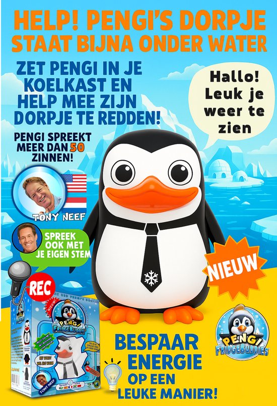 ☆ FridgeBuddies® Pengi ☆ - Jouw allerkoolste koelkastvriendje. FridgeBuddy®, FridgeBuddies®, Koelkast, Educatief, Interactief, Speelgoed, Klimaat. Red de planeet! Red Pengi's dorpje!