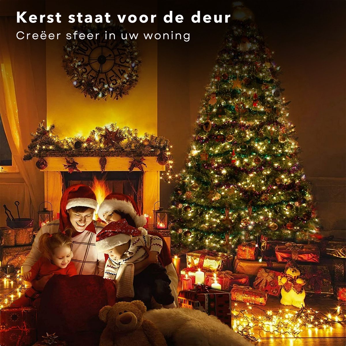 Cheqo® Kerstboomverlichting - Lichtsnoer - Kerstlampjes - Led Verlichting - Kerstverlichting voor Binnen - 192 LED - 15 Meter - Warm Wit - Op Batterijen – foto 5