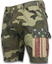 Korte Broeken Heren - Slim Fit Camouflage Shorts - Licht Groen | bol.com