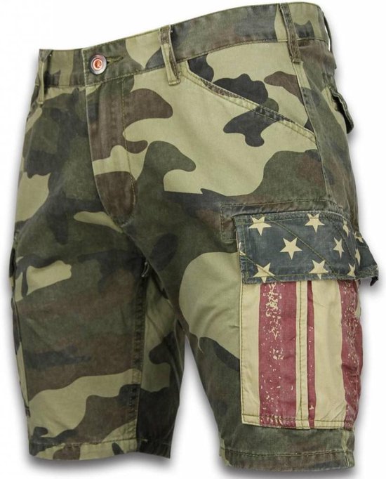 Korte Broeken Heren - Slim Fit Camouflage Shorts - Licht Groen | bol