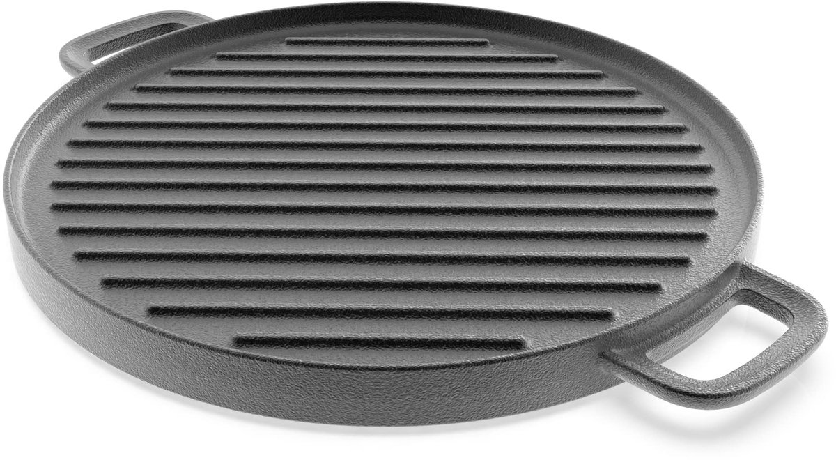 Unyqoos ® Veelzijdige Gietijzeren Grillpan met Dubbele Kookoppervlakken voor Perfecte Grillresultaten