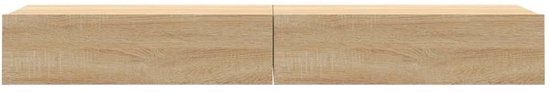 vidaXL Tv-meubelen 2 st met LED-verlichting 60x35x15,5 cm sonoma eiken - Tv-meubilair - Salontafel - Led Verlichting - Houten Tv-stand - Sonom Eiken