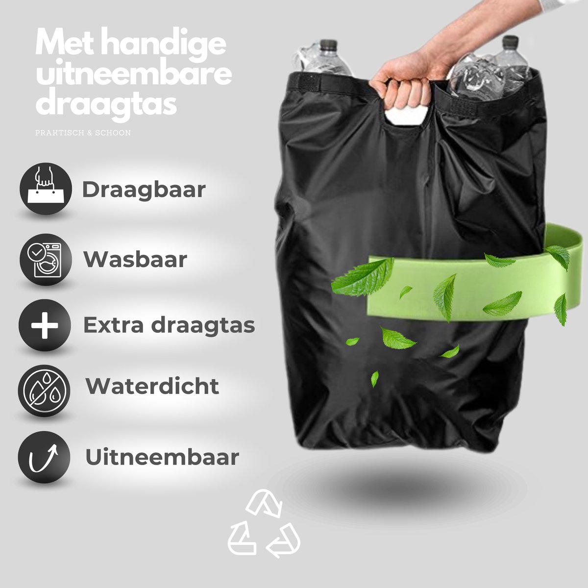 Opvouwbare verzamelbak 115 liter, zwart, voor statiegeldflessen, was en