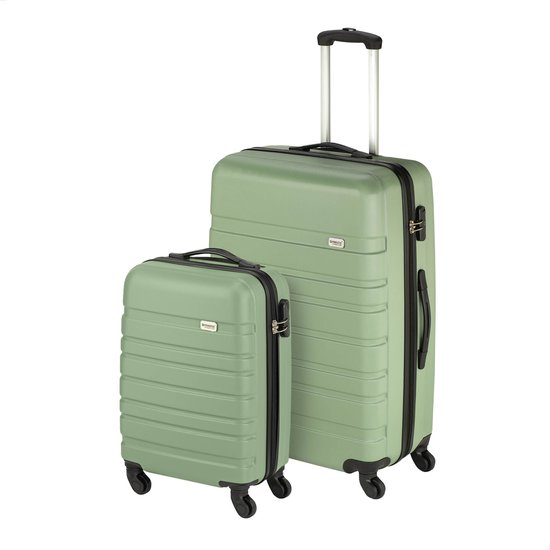 Princess Traveller Singapore - Kofferset 2-delig - Sage - ABS - Handbagage koffer 34L met grote Reiskoffer 84L