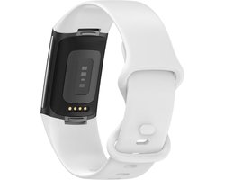 CHPN - Wit siliconen Bandje geschikt voor Fitbit Charge 5 en 6 - Wit - Maat L - Fitbitbandje - Unisex - Siliconen - Bandje voor Fitbit - Wit - Sportbandje