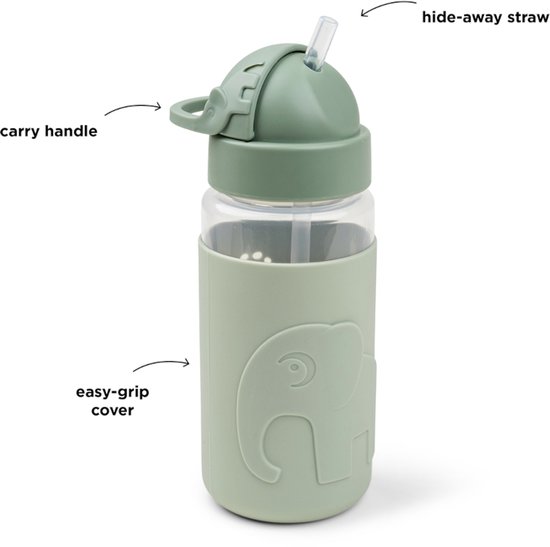 Done by deer easy-grip siliconen drinkbeker met rietje Elphee - groen van Done by Deer — afbeelding 5