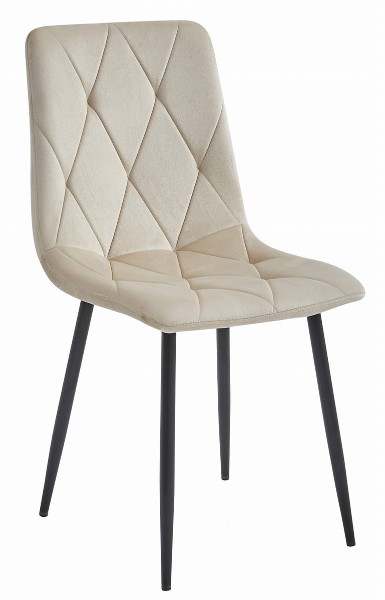 Eetkamerstoel LIBRA Crème – Zwarte Metalen Poten, Modern Velvet Bekleding, Ergonomisch Design, Max. 120 kg