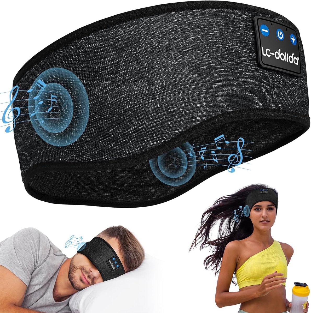 Draadloze Slaaphoofdtelefoon met Bluetooth 5.4 - Comfortabele Hoofdband voor Yoga, Joggen en Slapeloosheid (Zwart)