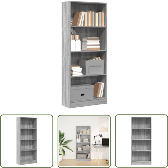 vidaXL Bibliothèque 60x24x143 cm Bois Gris Chêne Sonoma - Bibliothèque - Étagère à Boeken - Étagère