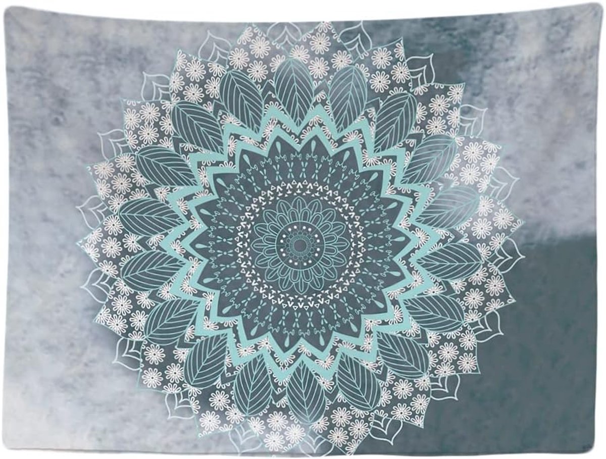 Ulticool - Mandala Pastel Hippie Bohemian - Wandkleed - 200x150 cm - Groot wandtapijt - Poster - Kamer Slaapkamer Woonkamer Decoratie Accesoires Turquoise Vrouw Tiener Meisje