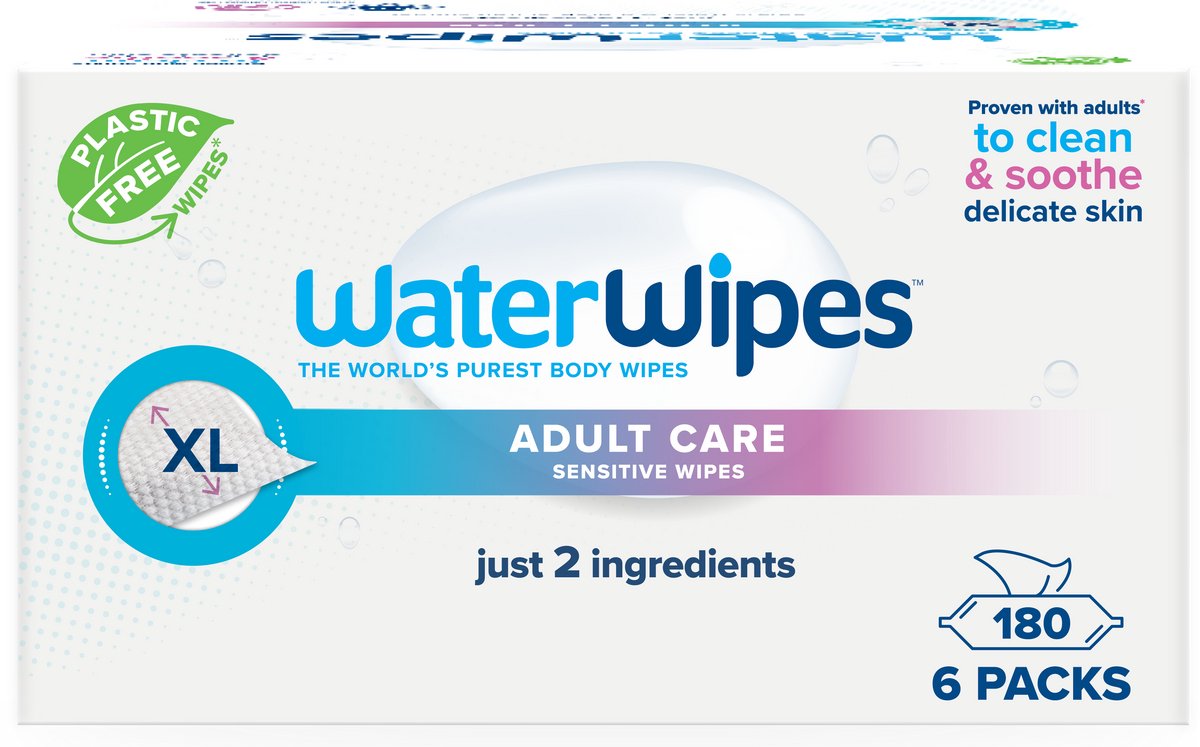 Bol.com WaterWipes Body & Intimate - Gevoelige Doekjes voor Volwassenen - 180 Doekjes (6 Pakjes) - Extra Groot en Zacht voor de ... aanbieding