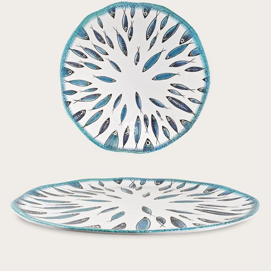 Arca Fish collection - Rond Vlak Melamine Bord Ø41cm – licht in gewicht ...
