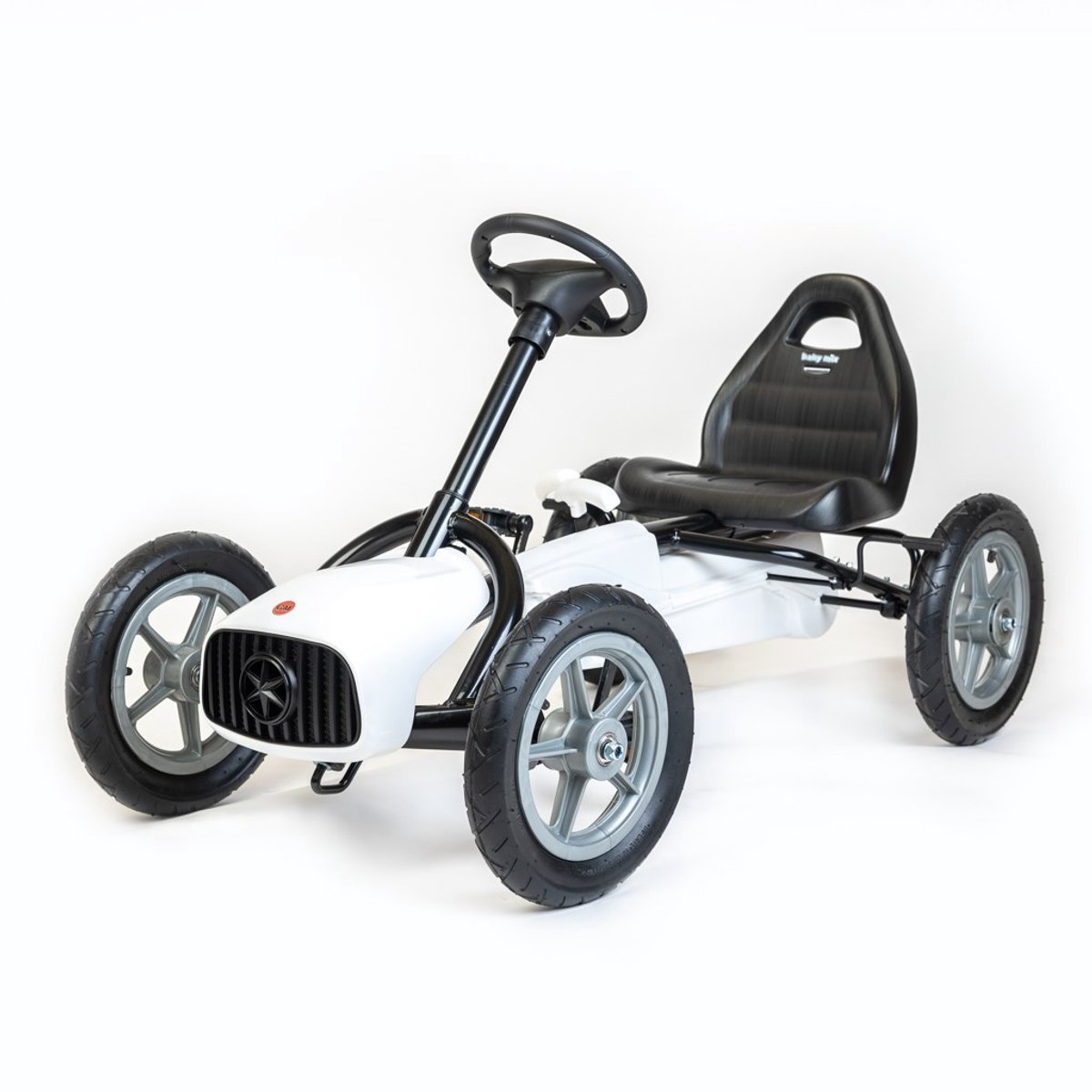 Baby Mix - Trapauto - Trapkart wit met kunststof zitting en opblaasbare wielen - kinderauto - loopauto - speelgoed - buiten spelen - trapauto voor kinderen