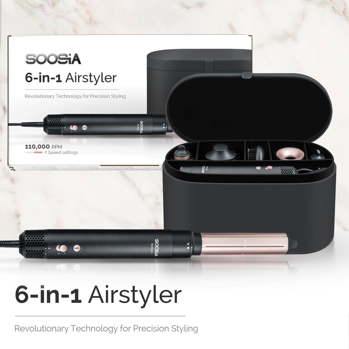 Soosia 6-in-1 Airstyler - Fohn & Krultang - Haardroger - Multistyler - Fohnborstel & Krulborstel - Hairwrap - Warmteborstel – Stijlborstel — afbeelding 7