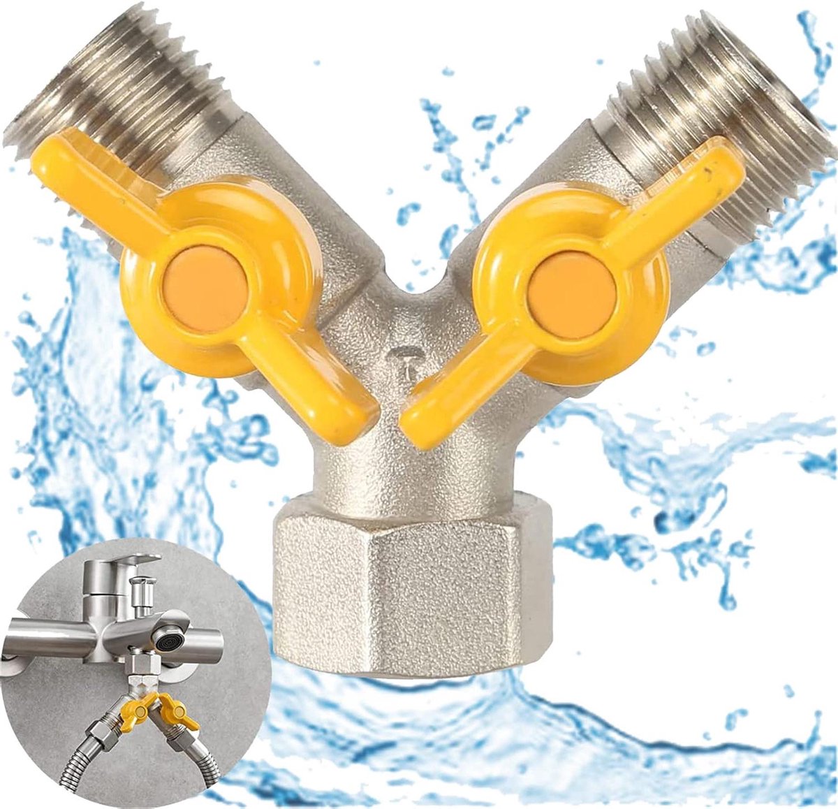 Messing Omschakelventiel - Waterverdeler Tuinslang - 1/2 Inch – foto 6
