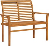 Banc de jardin vidaXL avec kussen gris 112 cm Bois de teck massif - Banc de jardin - Bancs de jardin - Banc de jardin - Bancs de jardin