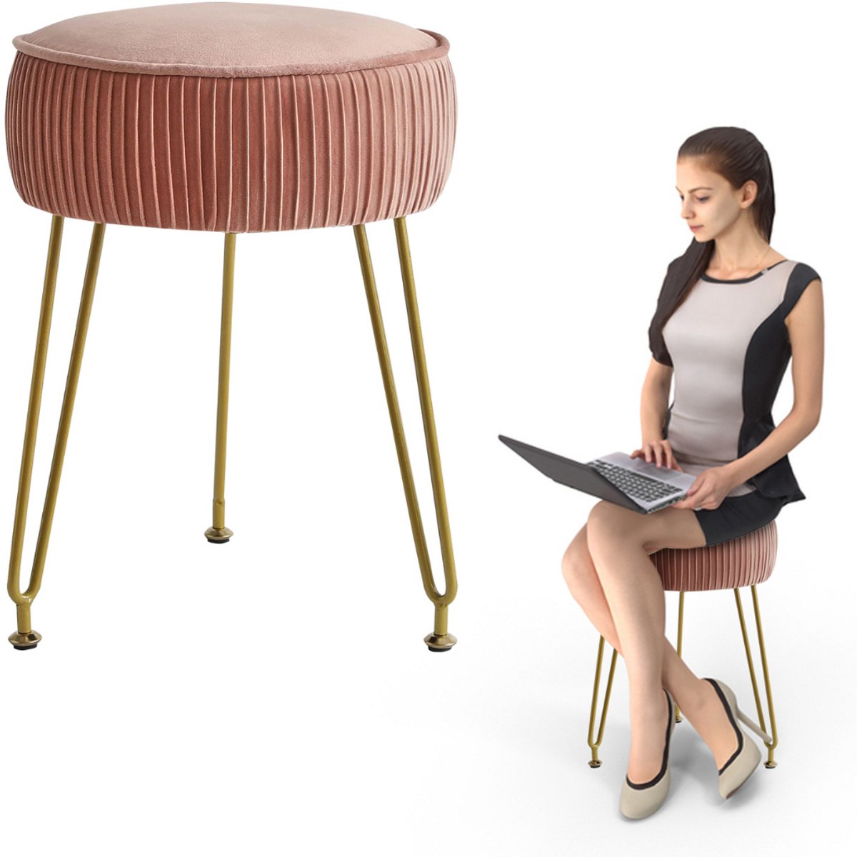 CRLYN® Make up Stoel - Kaptafel Kruk - Visagie - Roze