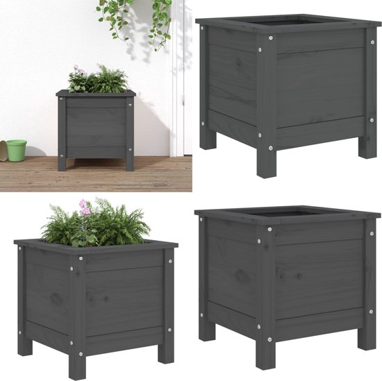 vidaXL Plantenbak kruiwagen 128x45,5x43 cm massief vurenhout, plantenbak, planten bak, plantenpot, bloempot, bloembak, buitenpot, plantenbak buiten