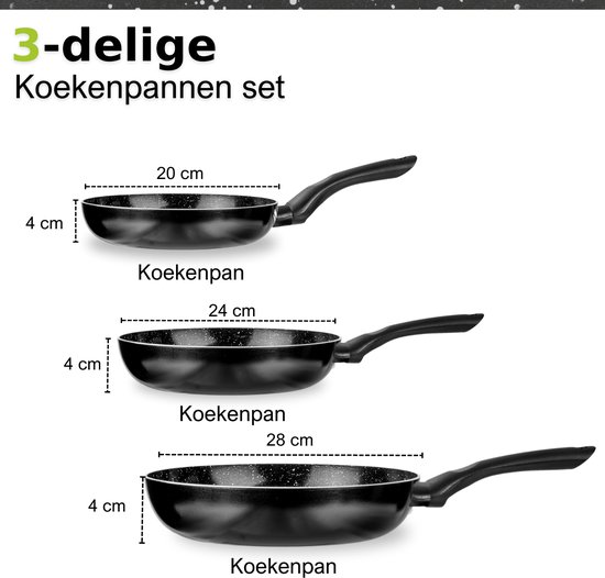 Ensemble de 3 poêles en céramique CeraFusion - Poêles à frire 20, 24 et 28 cm - Poêles à frire - Ensemble de poêles à frire - Casseroles et poêles à induction - Pan - Sans PFAS