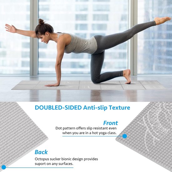Opvouwbare yogamat - antislip voor yoga en pilates - met stretchband — afbeelding 2