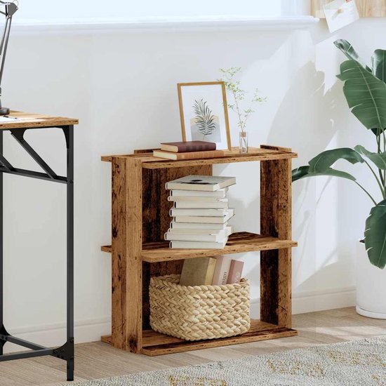 vidaXL Houten Boekenkast - Boekenkast - Boekenkast 3-laags 60x30x60 cm bewerkt hout oud houtkleur - Vintage Boekenkast - Bibliotheekkast - Opslagkast