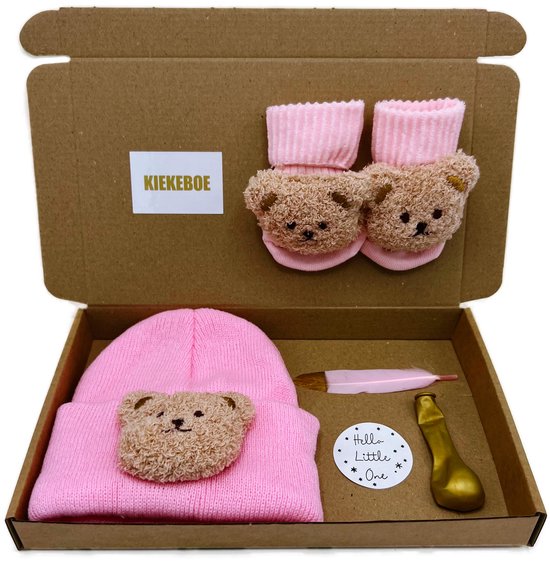 Kraamcadeau meisje met roze muts en roze sokjes - brievenbuspakket - kan rechtsreeks als cadeau worden verstuurd van BamBam — afbeelding 2