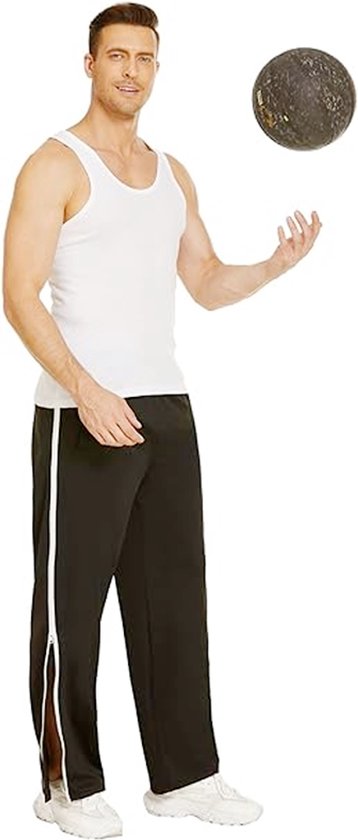 Pantalon de survêtement pour homme avec fermeture éclair intégrale - Pantalon de rééducation - Pantalon de jogging - Pantalon de loisirs - Décontracté - Avec poche - Coupe légèrement ample - Pantalon