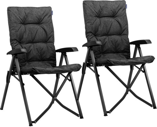 TRVLMORE Campingstoel - Inclusief Draagtas - Duo Pack - 150 kg draagvermogen - Kampeerstoel - Opbergvak - Klapstoel - Zwart