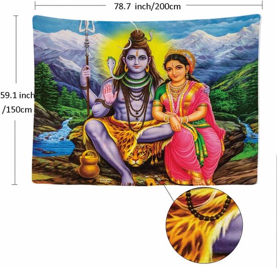 Ulticool - Krishna Radha India Spiritualité Hinduism - Tapisserie - 200x150 cm - Groot tapisserie - Affiche