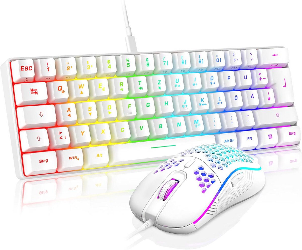 Compact RGB Gamingtoetsenbord met 7200 DPI Gaming Muis - Ultralicht Mini Toetsenbord voor PC, MAC, PS5, Xbox