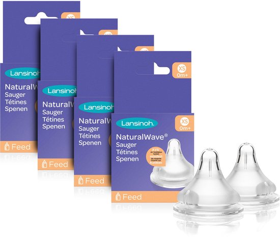 Lansinoh Tétine Natural Wave + 0 mois x8