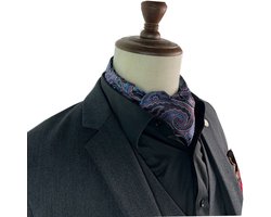 Stropdassjaal – Ascot – Sjaal Heren – Paisley Dessin – Paars/Blauw