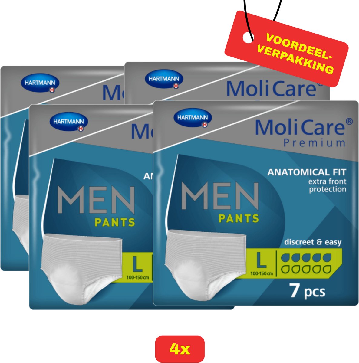 4x-MoliCare® Premium Men Pants L 5 druppels - 4 x 7 Voordeelverpakking!