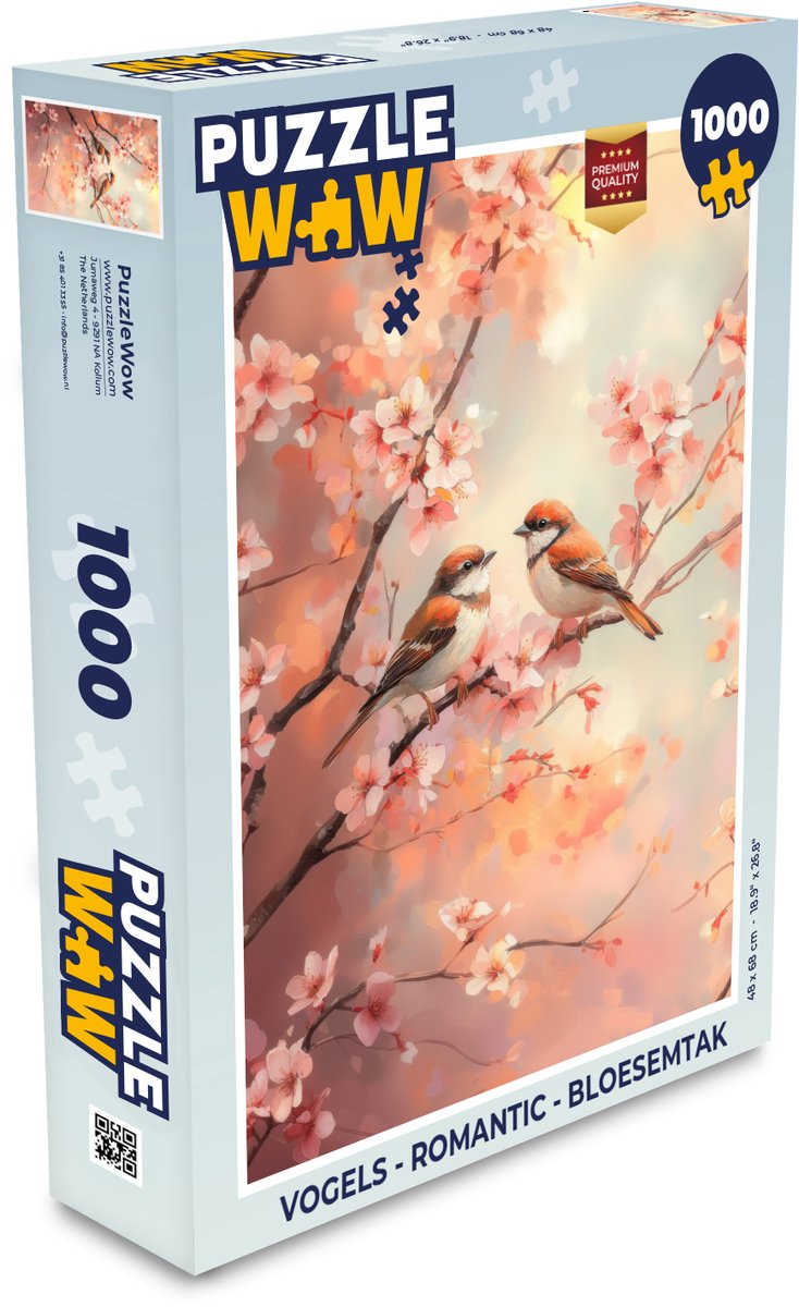Puzzel Vogels - Romantic - Bloesemtak - Legpuzzel - Puzzel 1000 stukjes volwassenen
