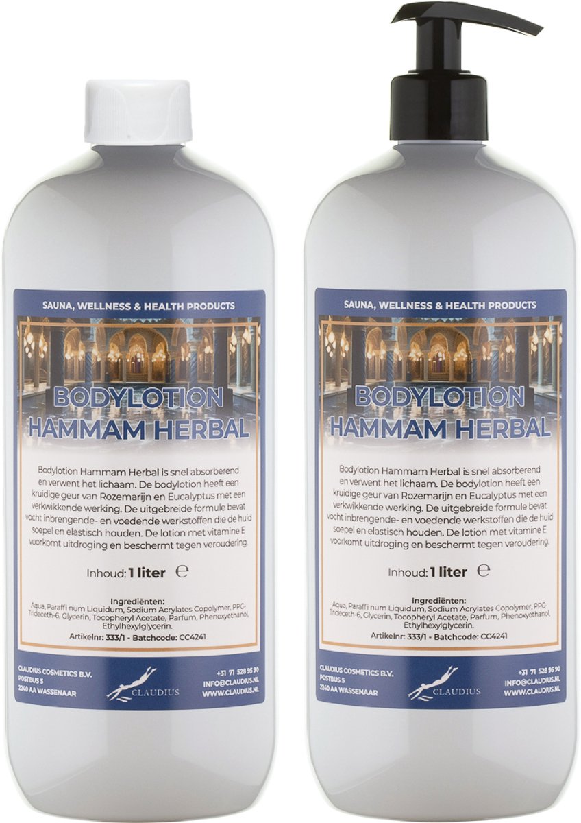 Bodylotion Hammam Herbal 1 Liter - met gratis pomp - set van 2 stuks