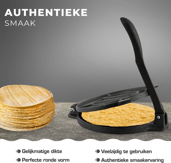 Castex Authentic Presse à tortillas Ø 20cm - Presse à tortillas - Poêle à tortillas - Machine à tacos