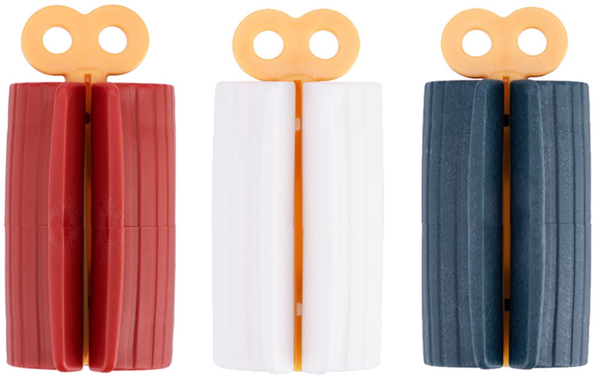 TechKidz, Set van 3 knijptandpasta dispensers, Veelkleurig