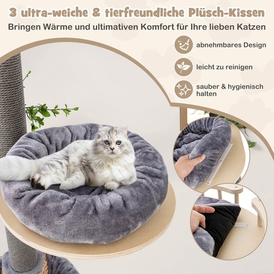 COSTWAY Torre para Gatos Altura de 236-271 cm, Árbol Rascador para