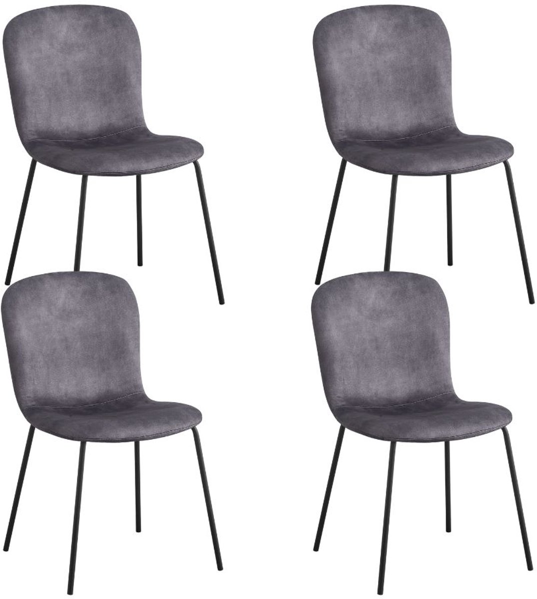 Reefs Interior Stoel Dover - Set Van 4 - Grijs - Velours Stof - Luxe - Scandinavisch