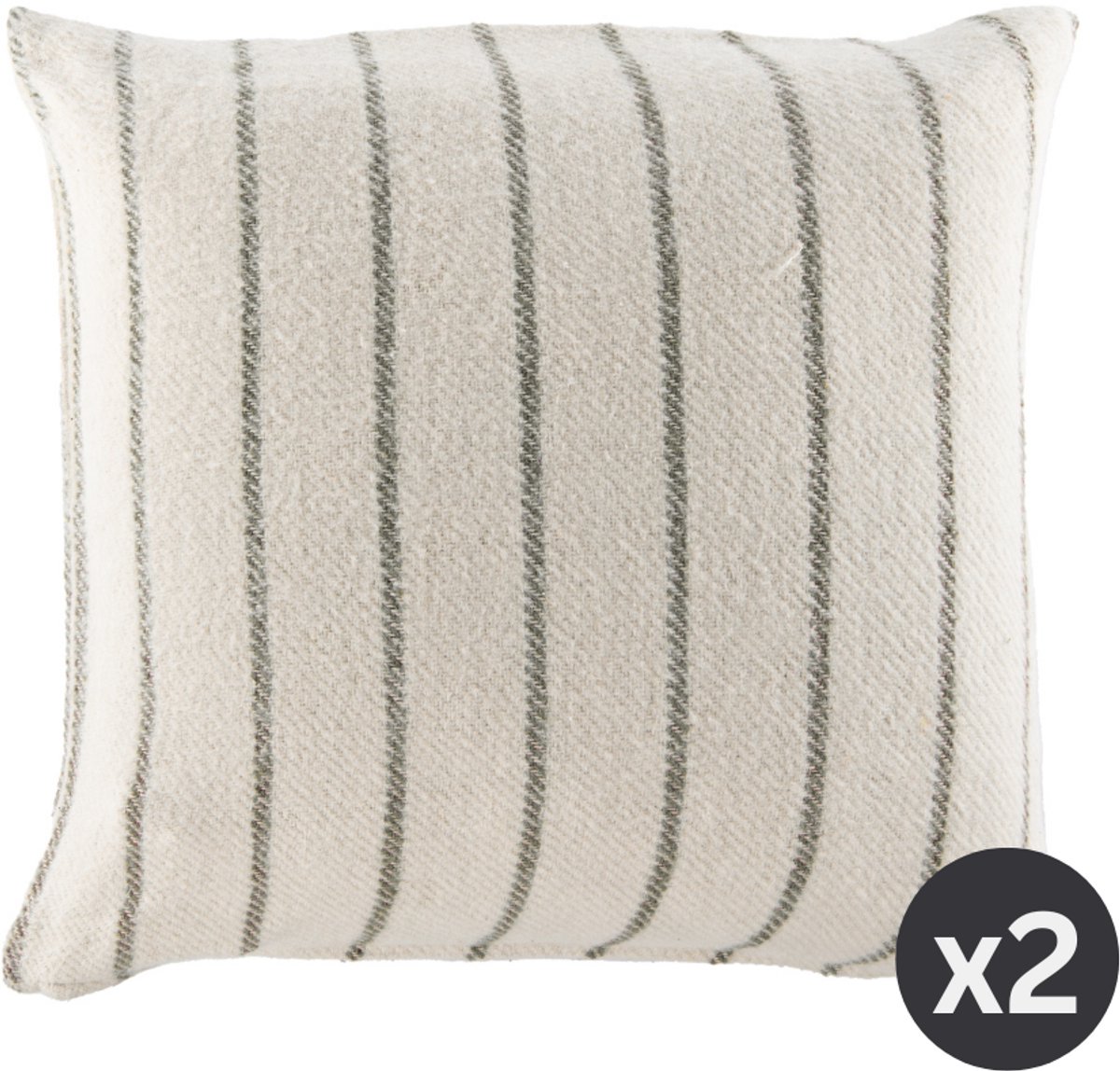 Tiseco Kussen ALMA (gevuld) - SET/2 - gestreept - 45x45 cm, groen OLIVE GREEN