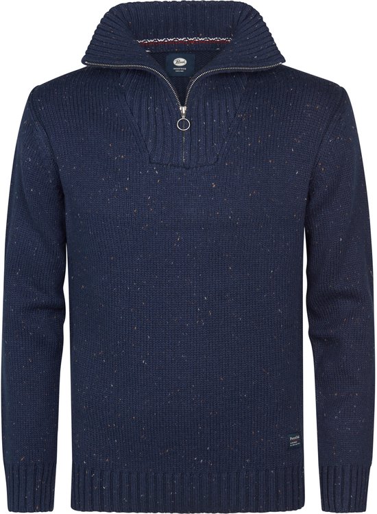Petrol Industries – Heren Gebreide Half-Zip Trui Denver – Blauw – Maat XL