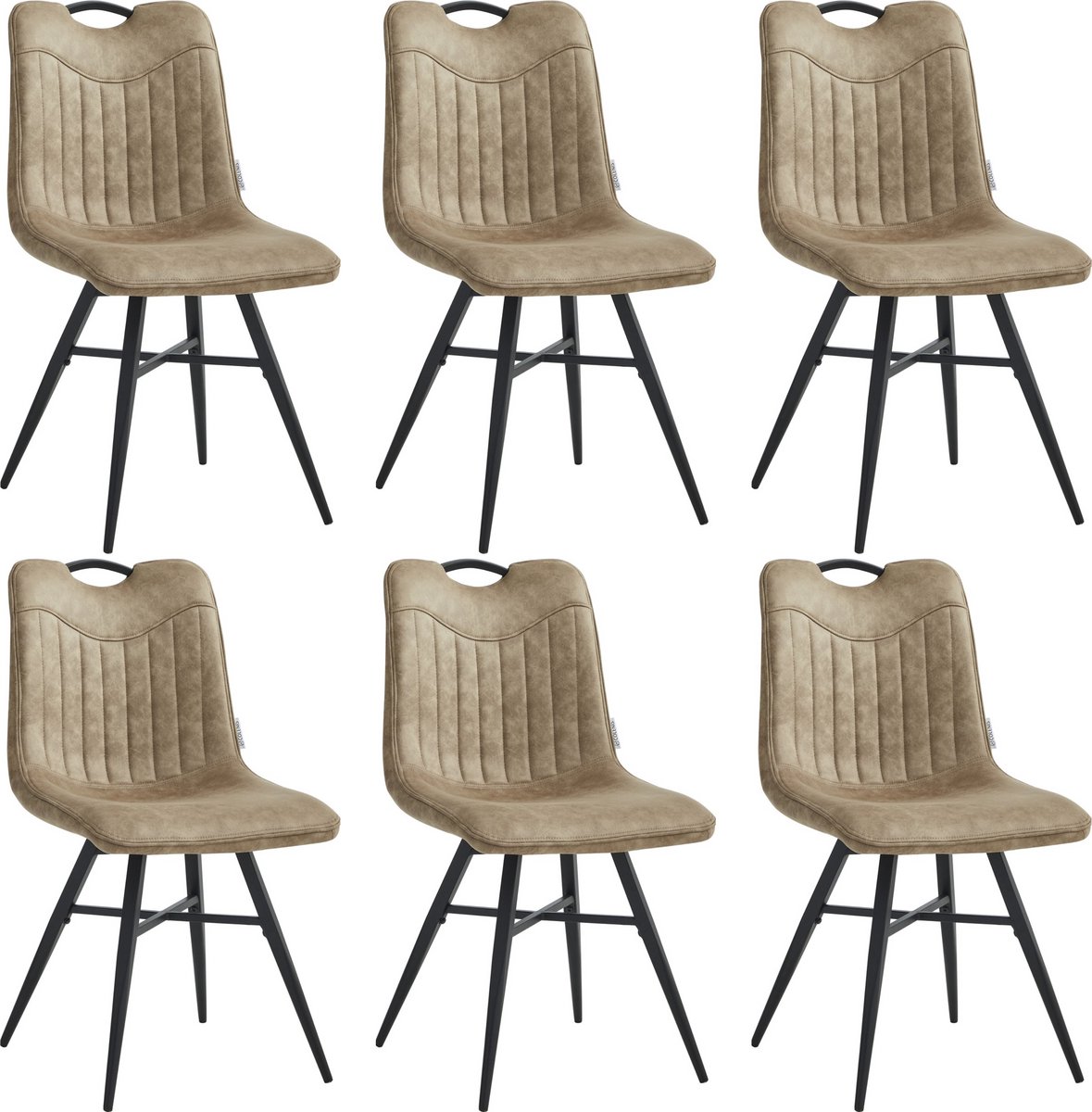 Colenis® - Verty Eetkamerstoel - Set van 6 - Sand - Microvezel - Microfiber - Industrieel - Design