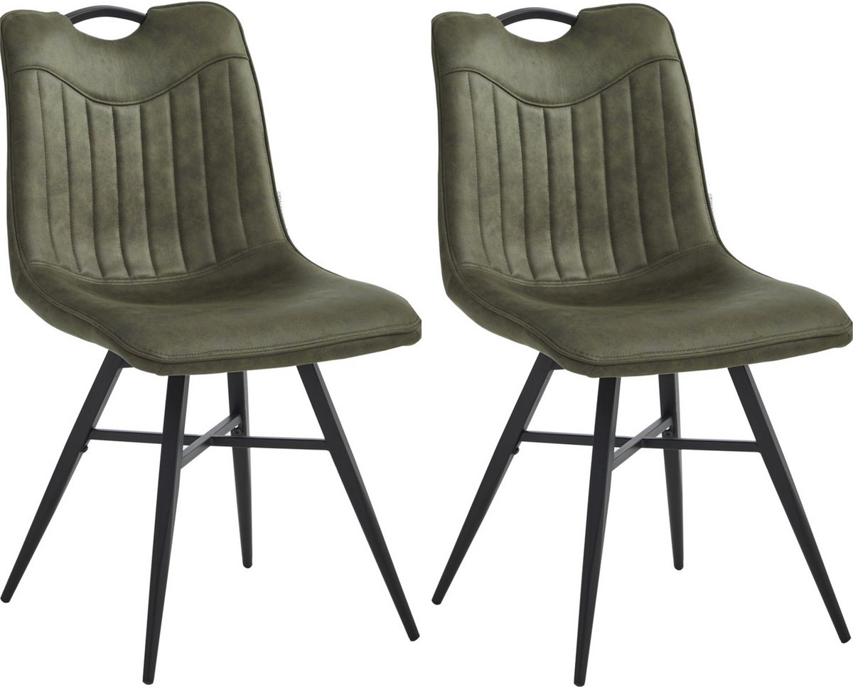 Colenis® - Verty Eetkamerstoel - Set van 2 - Groen - Microvezel - Microfiber - Industrieel - Design